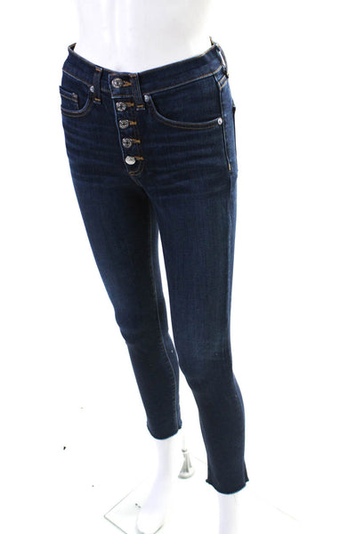 Veronica Beard Womens Cotton Denim Frayed Skinny Leg Debbie Jeans Blue Size 25