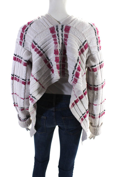 3.1 Phillip Lim Womens Wool Striped Print Open Back Sweater Cardigan Pink Size S