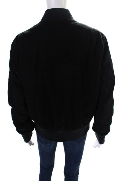 IRO Womens Cotton Full Zip Long Sleeve Short Bomber Jacket Black Size S