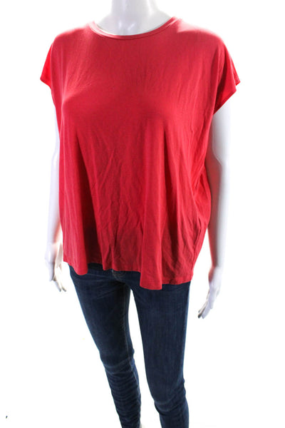 Eileen Fisher Womens Bright Red Crew Neck Sleeveless Muscle Tank Top Size M