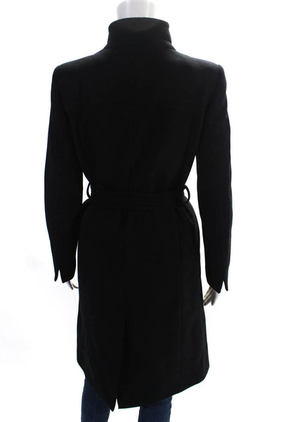MNG Womens Black Wool One Button Belt Long Sleeve Coat Jacket Size XS