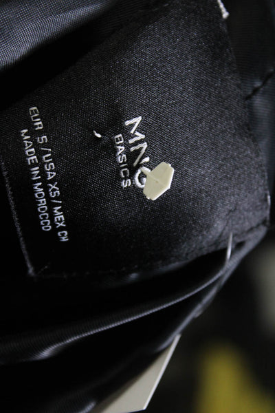MNG Womens Black Wool One Button Belt Long Sleeve Coat Jacket Size XS