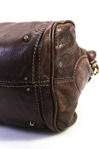 Chloe Womens Leather Gold Tone Paddington Shoulder Handbag Brown