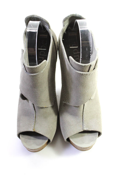 Pedro Garcia Womens Peep Toe Stiletto Booties Ankle Boots Gray Suede 38.5 8.5