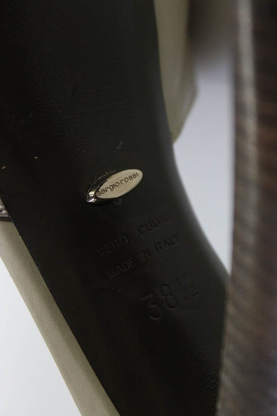 Sergio Rossi Womens Peep Toe Stiletto Ankle Strap Sandals Beige Leather 38.5 8.5
