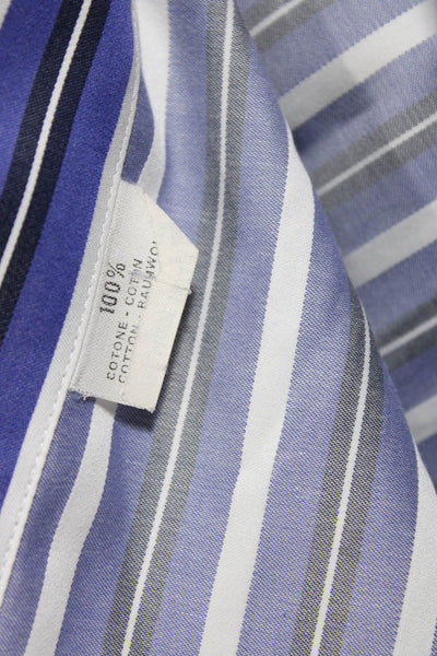 Etro Milano Mens Purple Striped Long Sleeve Button Down Dress Shirt Size 39