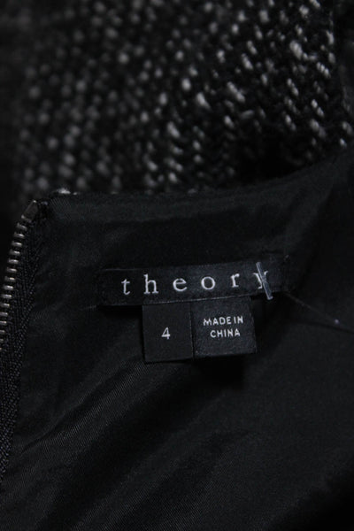 Theory Womens Black Textured Wool Crew Neck Sleeveless Shift Dress Size 4