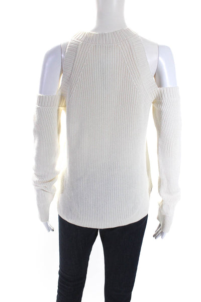 Rag & Bone Jean Womens White Cotton Cold Shoulder Long Sleeve Sweater Top Size S