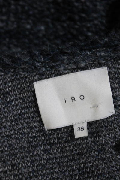 IRO Womens Dark Blue Chunky Knit Crew Neck Long Sleeve Jacket Size 38