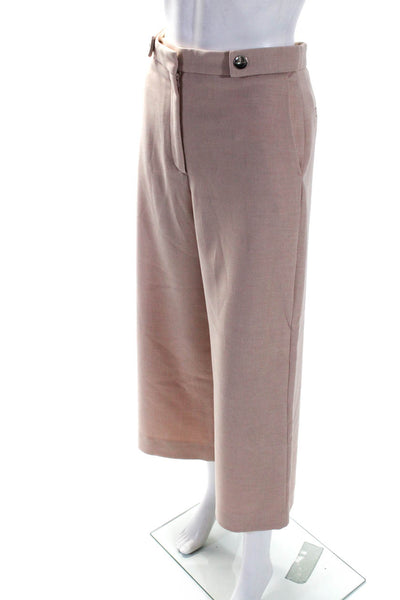 Maje Womens Hook & Eye Snap Button Zip Straight Leg Dress Pants Pink Size EUR38