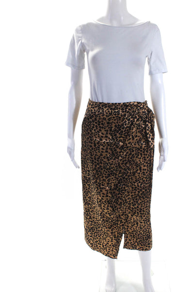 & Other Stories Womens Animal Print Buckled Tied Front Slit Skirt Brown Size 6