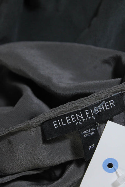 Eileen Fisher Womens Short Sleeve Ombre Top Blouse Black Gray Silk Size PS