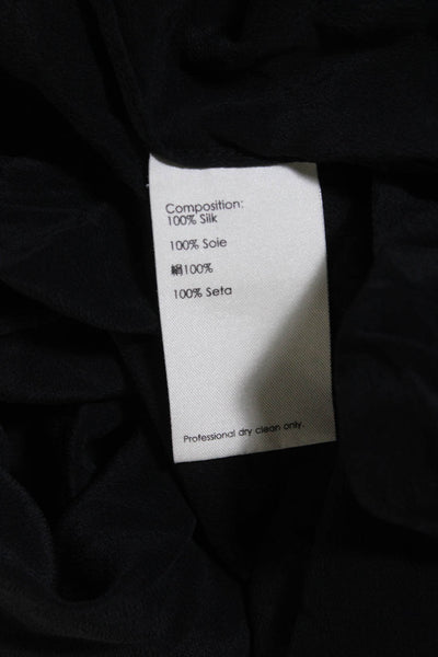 3.1 Phillip Lim Womens Side Split Short Sleeve Top Blouse Black Silk Size 2