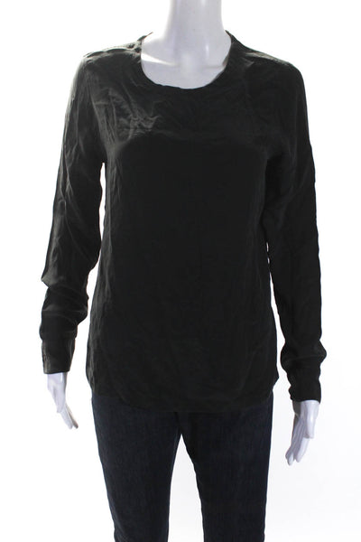 Equipment Femme Womens Long Sleeve Crew Neck Top Blouse Dark Gray Size Small