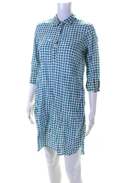 Roberta Roller Rabbit Womens Cotton Polka Dot V Neck Tunic Dress Blue Size XS