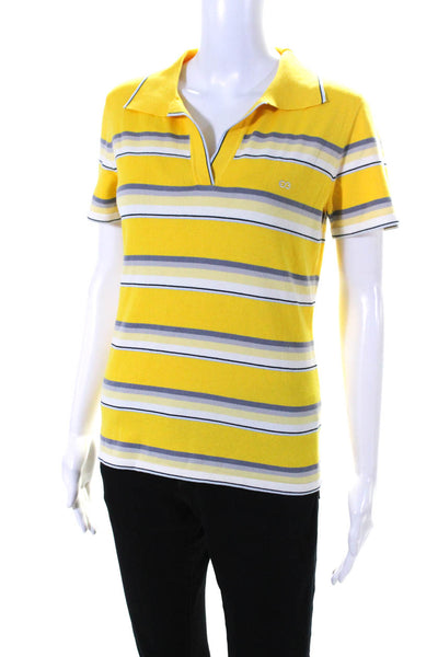 Escada Sport Womens Cotton Collared Short Sleeve Polo Shirt Top Yellow Size M