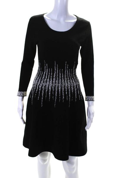 D. Exterior Womens Wool Knit Scoop Neck Long Sleeve A-Line Dress Black Size XS