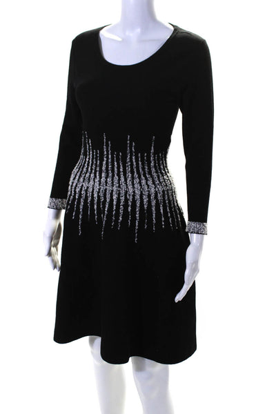 D. Exterior Womens Wool Knit Scoop Neck Long Sleeve A-Line Dress Black Size XS