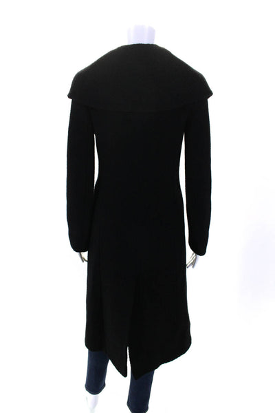 Searle Womens Textured Wool Collared Double Breasted Long Pea Coat Black Size 2