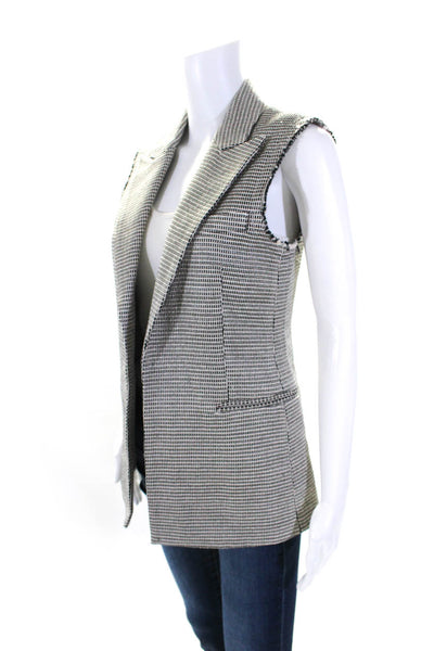 Theory Womens Cotton Woven Notched Collar Button Up Long Vest Black Size 6