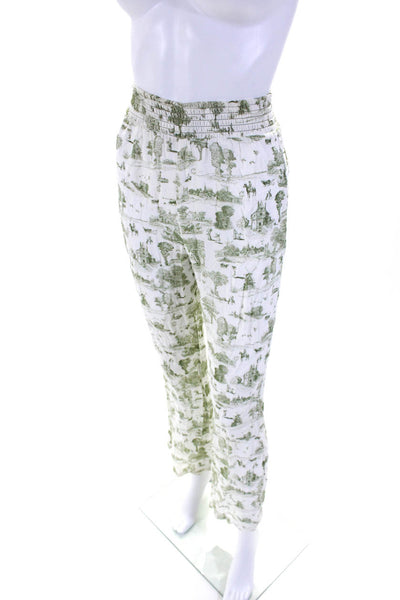 We Wore What Womens Cropped Top Pant Set White Green Size Extra Small