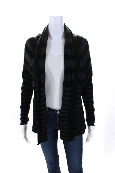 Joie Womens Black Gray Striped Hooded Open Front Cardigan Sweater Top Size XS