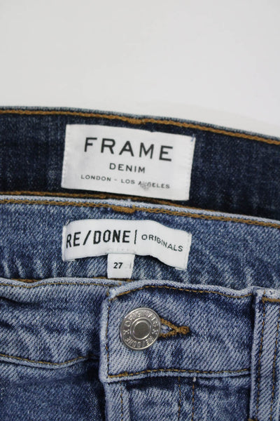Frame Re/Done Womens Blue Dark Wash Distress Skinny Jeanne Jeans Size 28 27 lot2