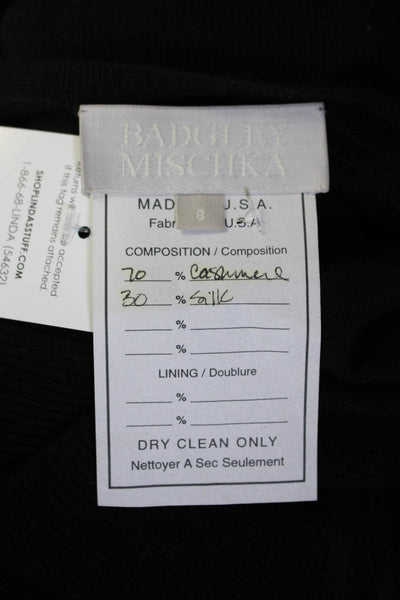 Badgley Mischka Womens Beaded Flare Sleeve Boat Neck Sweater Black Size 8