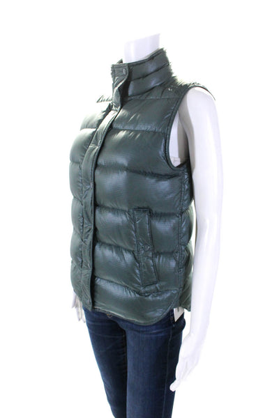 J Crew Womens Front Zip Mock Neck Down Quilted Vest Jacket Blue Size Extra Small