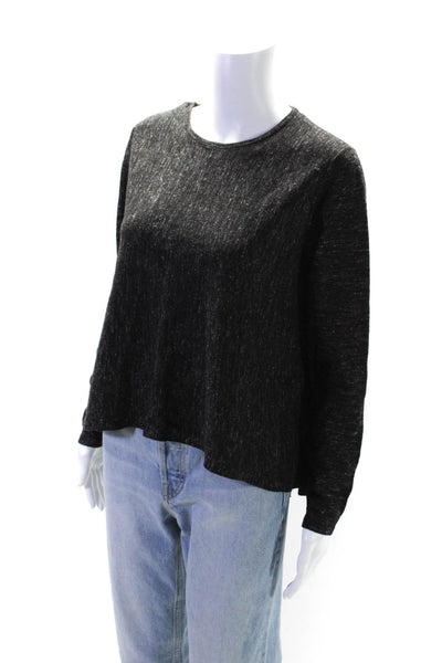 COS Womens Crewneck Long Sleeve Knit Top Wool Black Gray Size Small