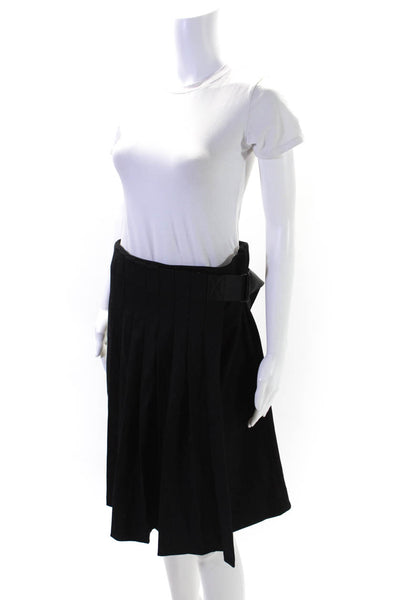 COS Womens Attached Belt Layered Pleaded Midi Skirt Wool Black Size 6