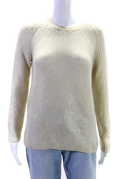 Maje Women's Round Neck Long Sleeves Pullover Knit Sweater Gold Size 1