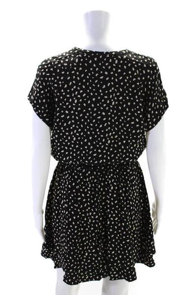 Rails Women's V-Neck Short Sleeves Smocked Waist Spotted Dot Mini Dress Size S