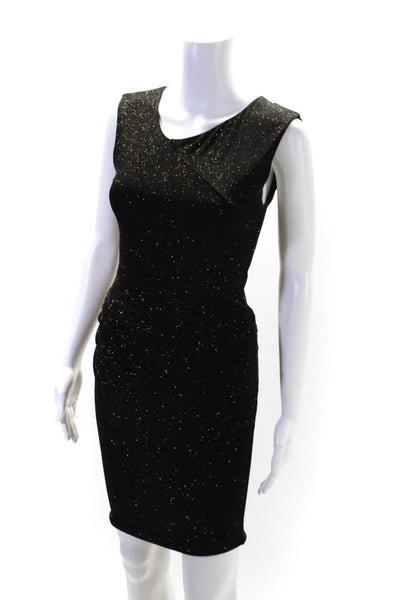 Alice + Olivia Women's Sleeveless Glitter A-Line Mini Dress Black Size 0