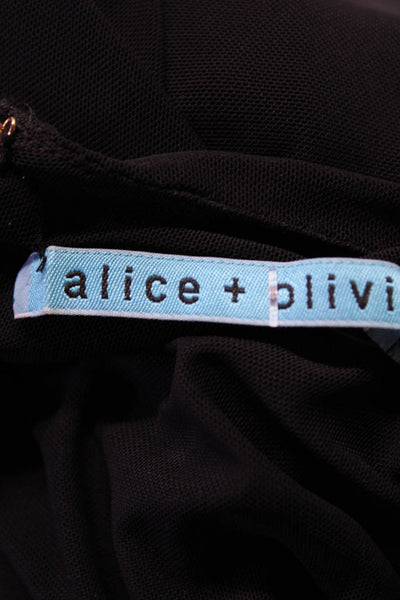 Alice + Olivia Women's Sleeveless Glitter A-Line Mini Dress Black Size 0