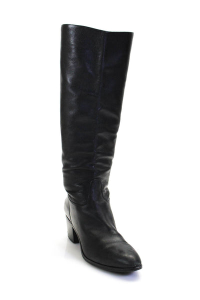 Sigerson Morrison Women's Block Heels Knee High Leather Boot Black Size 9.5