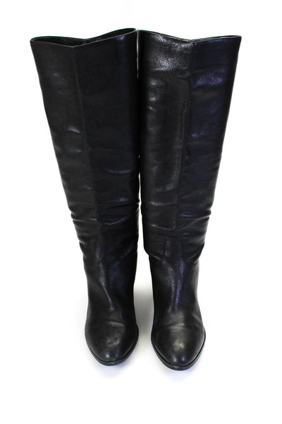 Sigerson Morrison Women's Block Heels Knee High Leather Boot Black Size 9.5