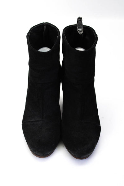 Rag & Bone Women's Round Toe Suede Block Heels Ankle Boot Black Size 9.5
