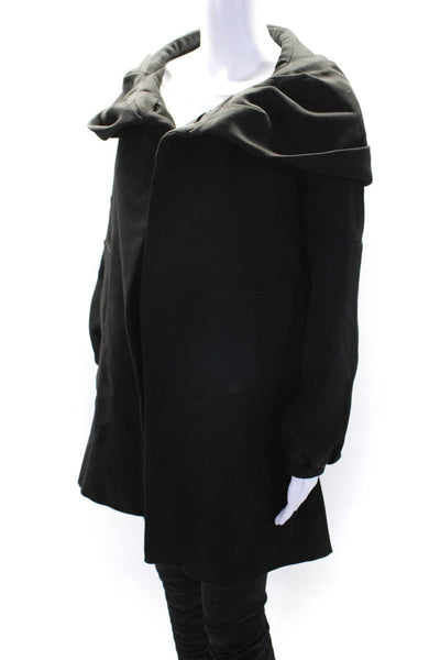 Zara Basic Women's Hood Long Sleeves Pockets Lines Coat Black Size S