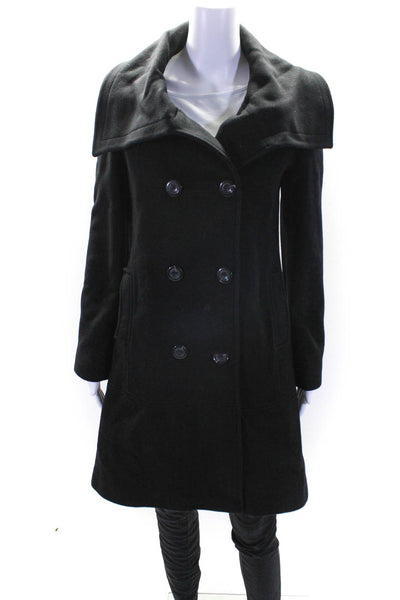 S By Searle Women's Collared Long Sleeves Double Breast Coat Black Size M