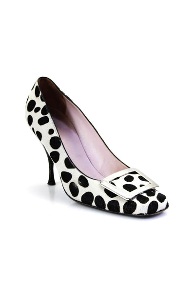 Celine Womens Square Toe Embellish Calf Hair Animal Print Stiletto Shoe Size 9.5