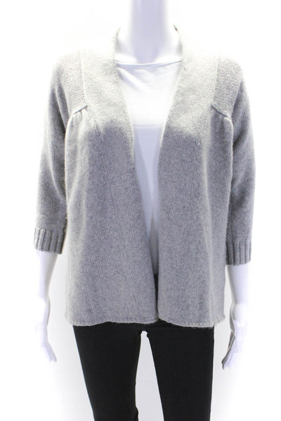 Vince Womens Cashmere Knit Long Sleeve Open Front Cardigan Sweater Gray Size M