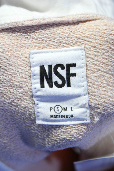 NSF Womens Cotton Terry Split Hem Long Sleeve Collared Sweater Light Pink Size S