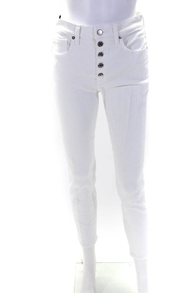 Veronica Beard Womens Cotton Denim High Rise Skinny Debbie Jeans White Sz 27