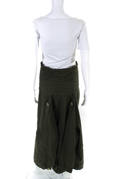 Harmon Womens Cotton Folded Ribbed Frayed Tied Buttoned Wrap Skirt Green Size 0