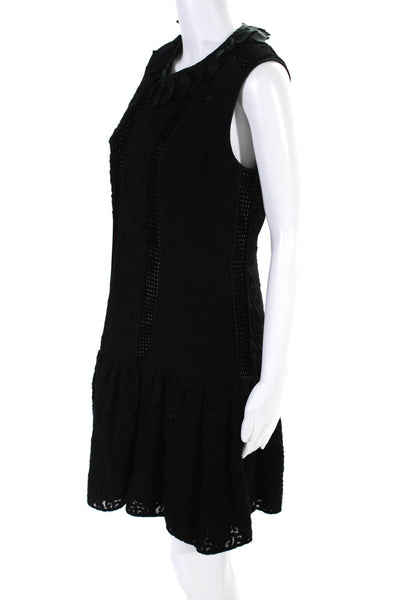 Fendi Womens Textured Boucle Chenille Ruffle Drop Waist Dress Black Size IT 42