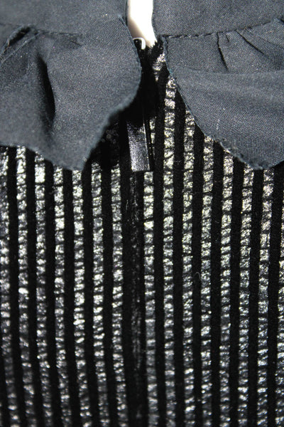 Fendi Womens Textured Boucle Chenille Ruffle Drop Waist Dress Black Size IT 42