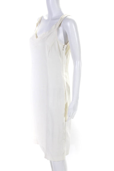 Narciso Rodriguez Womens V Neck Sleeveless Twill Sheath Dress White Size 8