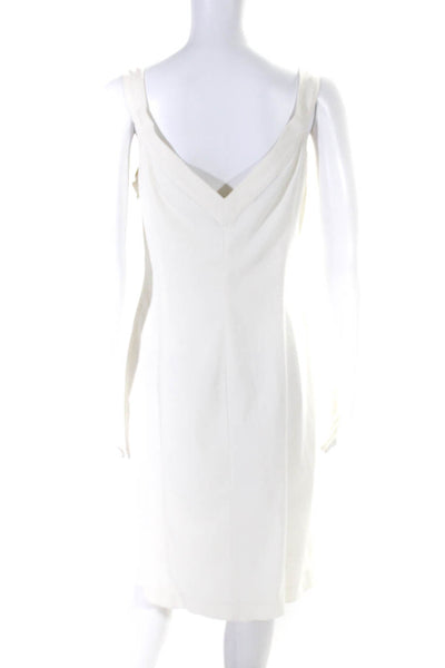 Narciso Rodriguez Womens V Neck Sleeveless Twill Sheath Dress White Size 8