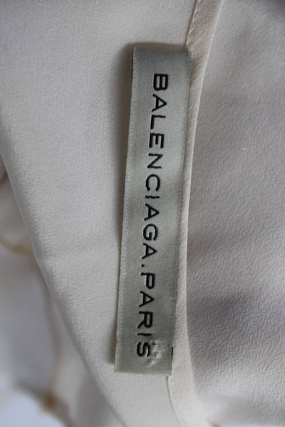 Balenciaga Womens Crew Neck Sleeveless Lace Sheath Dress Ecru Size FR 40